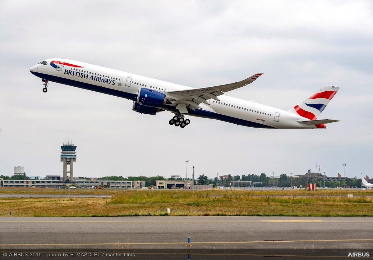 英國航空首架空客A350-1000飛機首飛成功