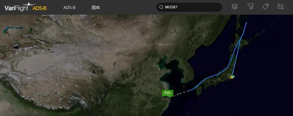 東航MU587航班軌跡圖 圖片來源：飛常準(zhǔn)