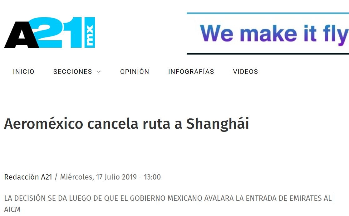 墨西哥航空宣布暫時停飛墨西哥城-上海航線-歐洲航運(yùn)代理