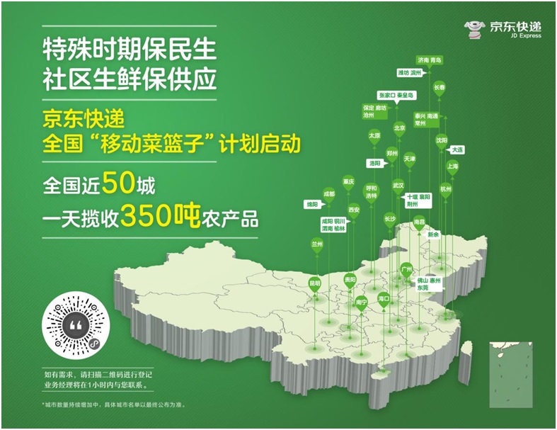 京東快遞全國(guó)近50個(gè)城市一天攬收350噸農(nóng)產(chǎn)品