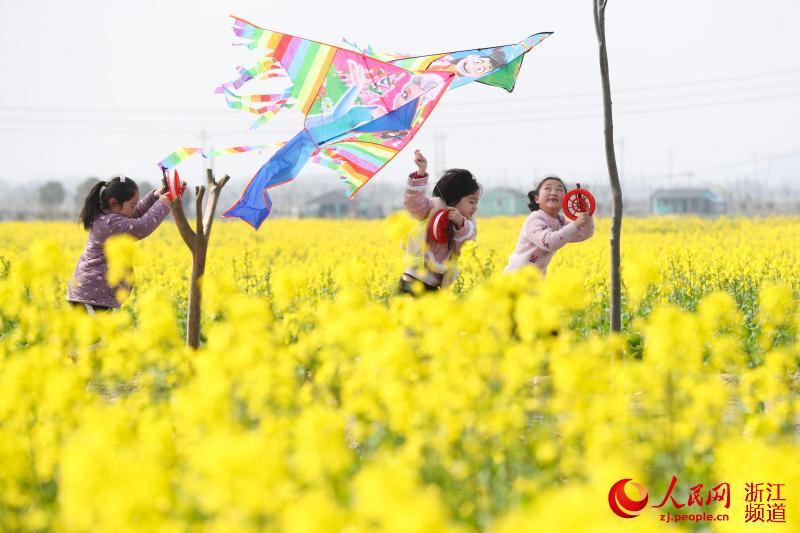 孩子們?cè)诜棚L(fēng)箏。王正攝
